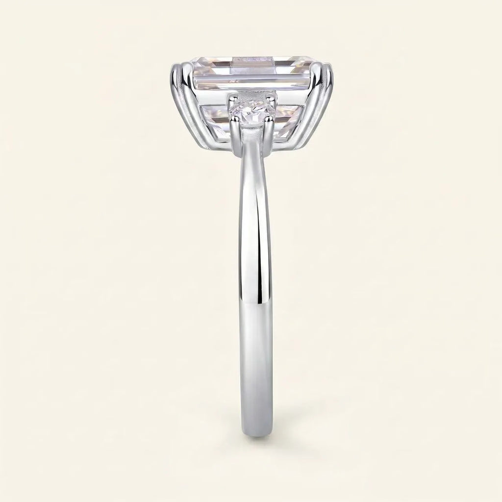 4 Carat Emerald Cut Three-Stone Ring