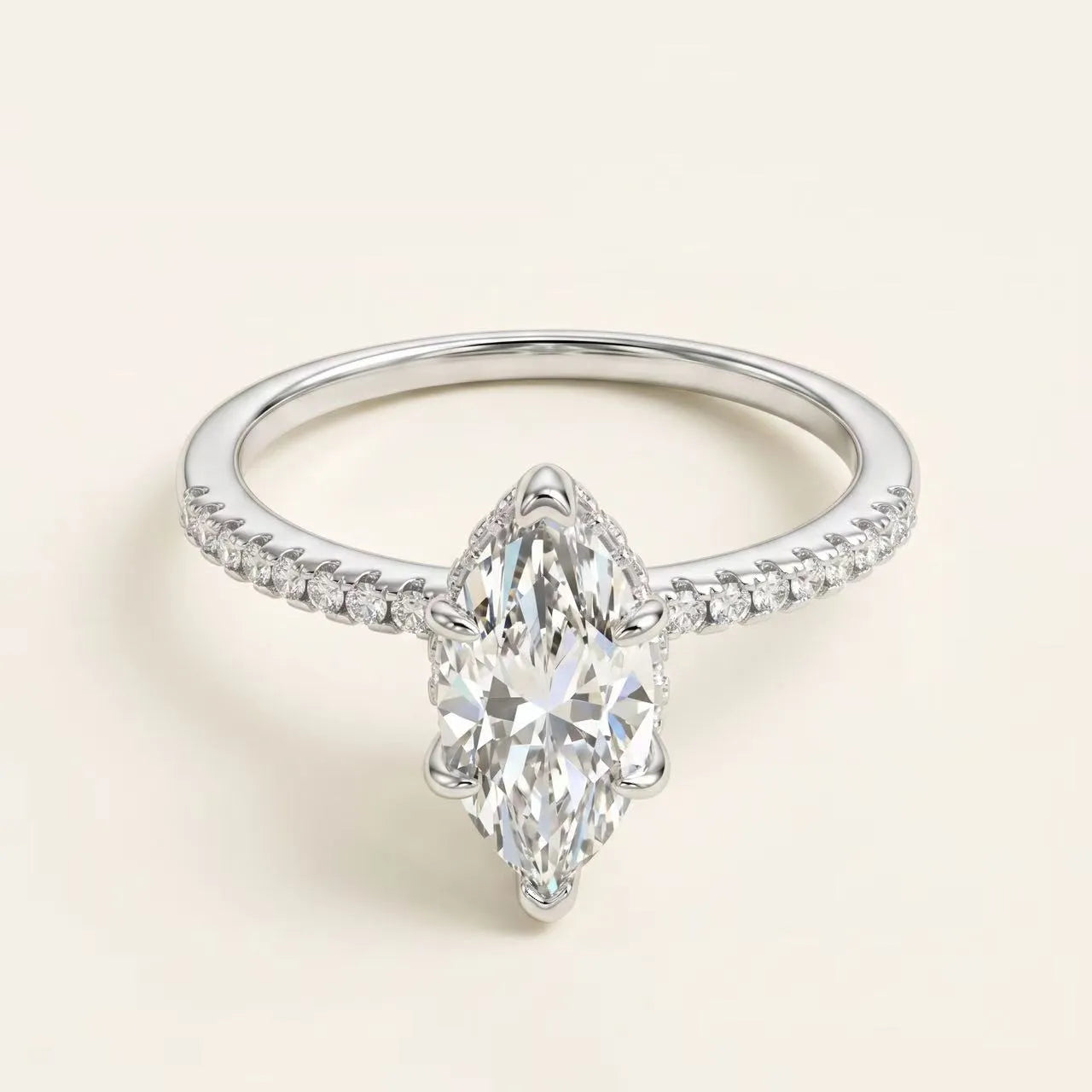 2 Carat Marquise Pavé Ring Main image