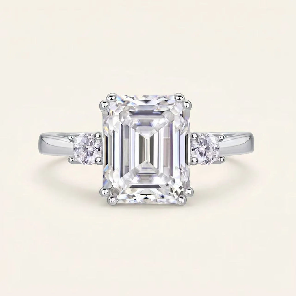 4 Carat Emerald Cut Three-Stone Ring