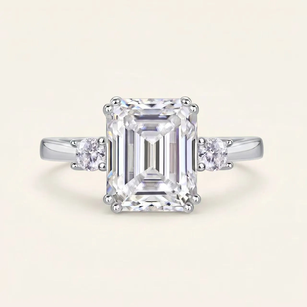 4 Carat Emerald Cut Three-Stone Ring Main image