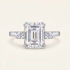 4 Carat Emerald Cut Three-Stone Ring