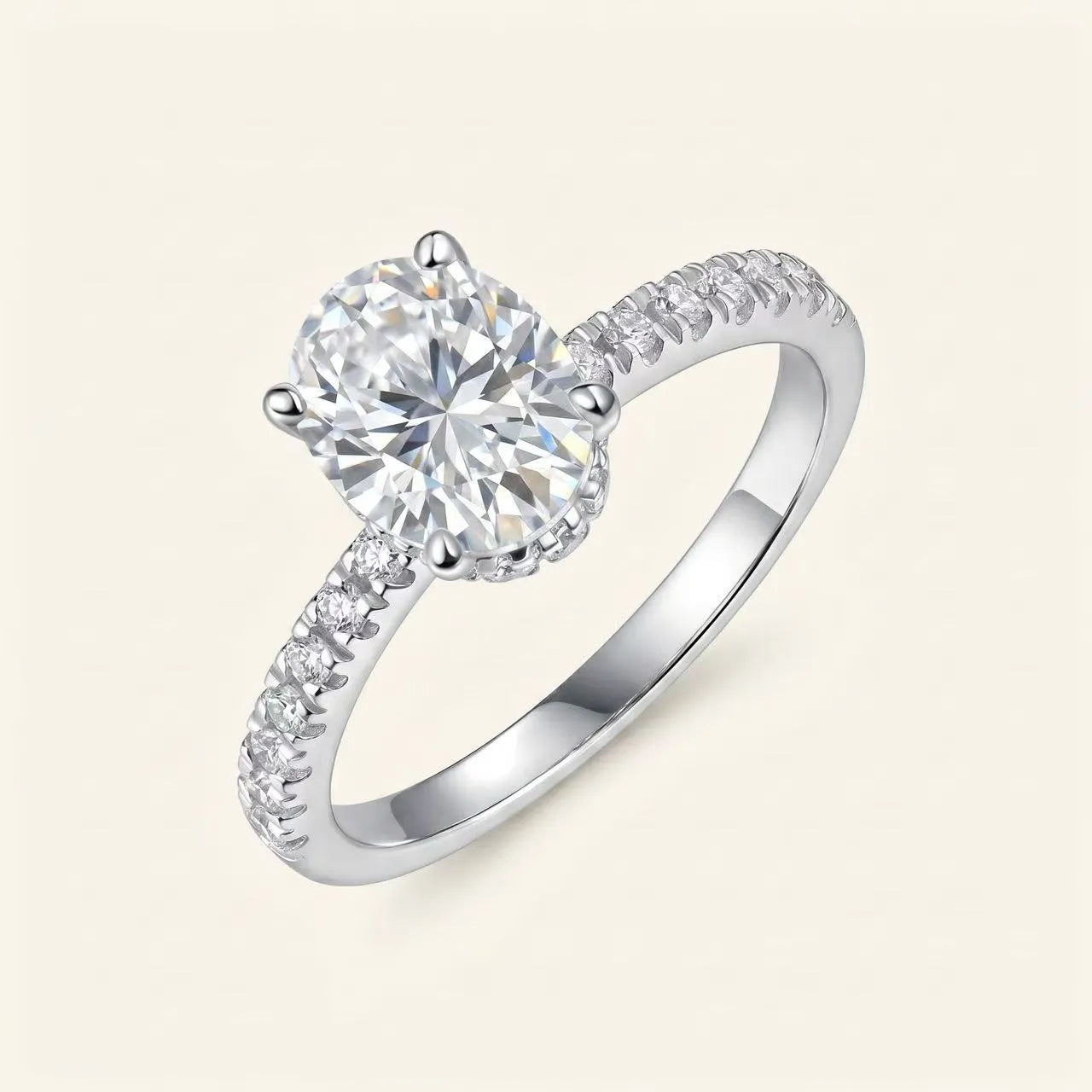 2 Carat Oval  Pavé Ring