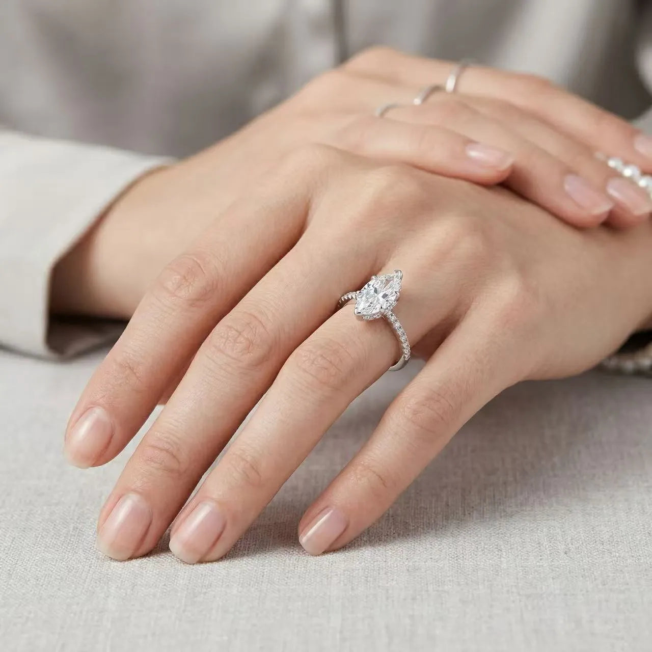 2 Carat Marquise Pavé Ring Secondary image