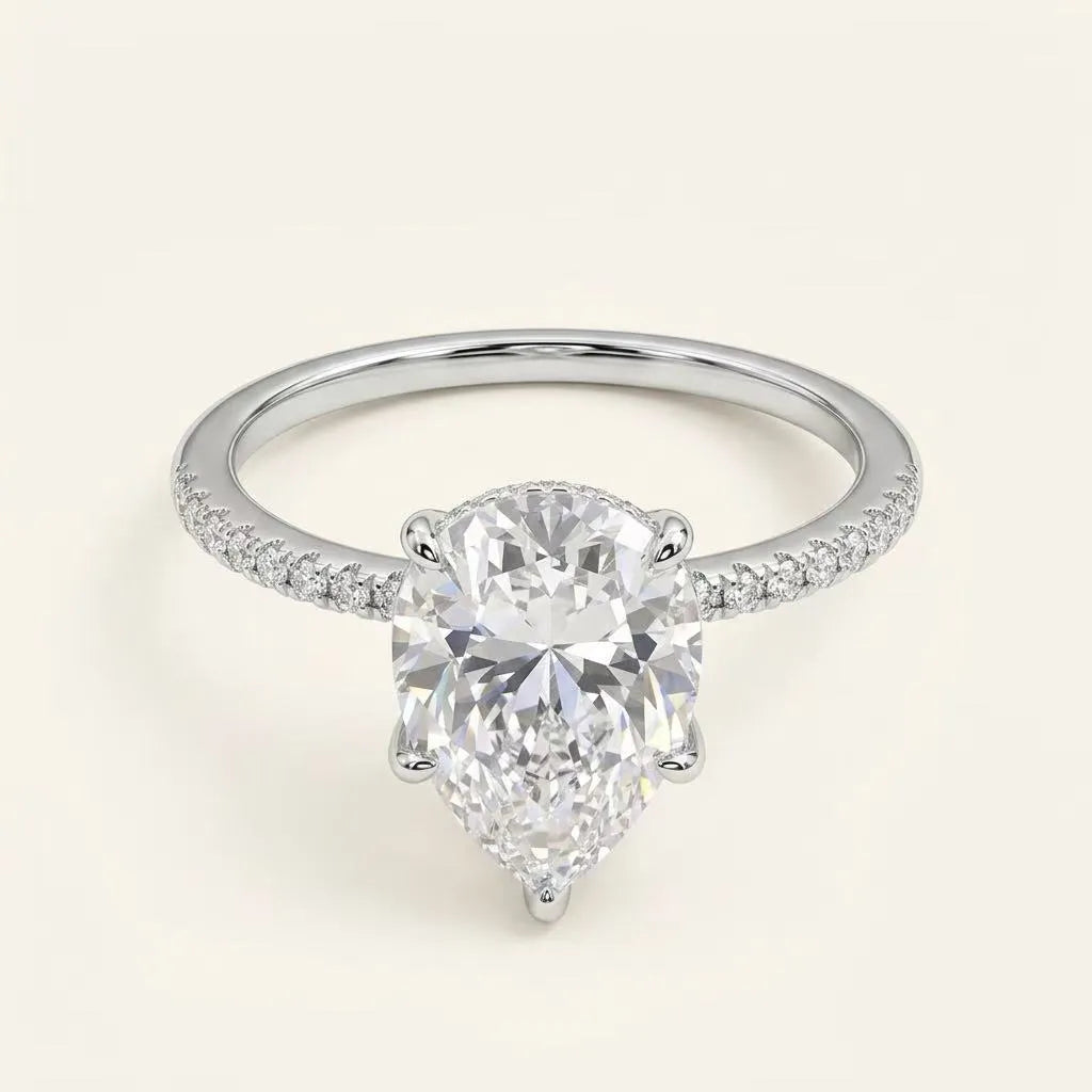 4 Carat Pear Cut Pavé Ring Main image