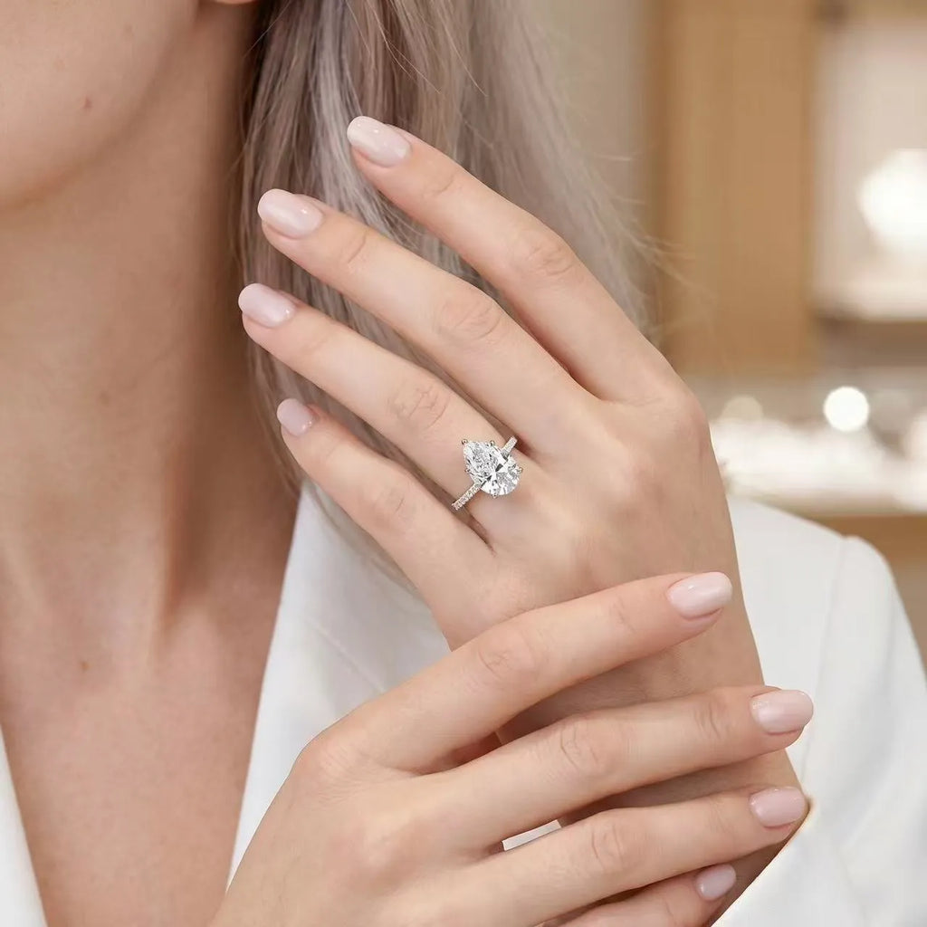 4 Carat Pear Cut Pavé Ring