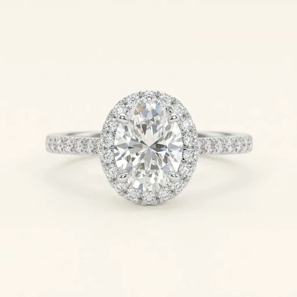 2 Carat Oval Cut Halo Ring
