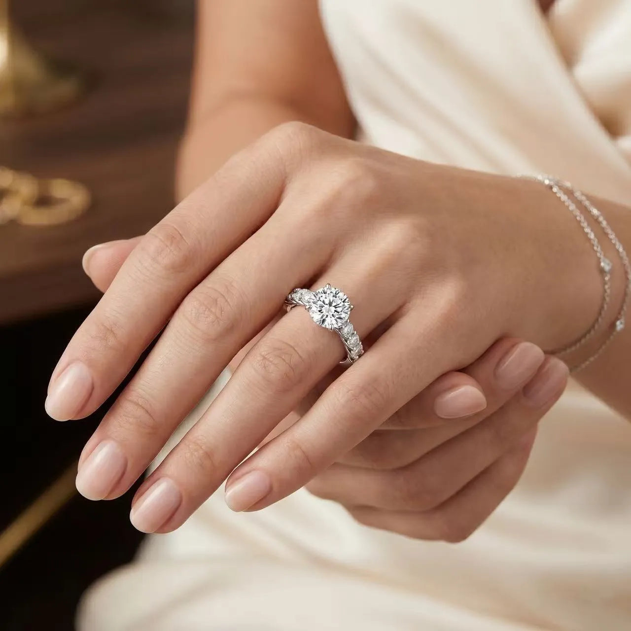 3 Carat Round Twisted Band Ring