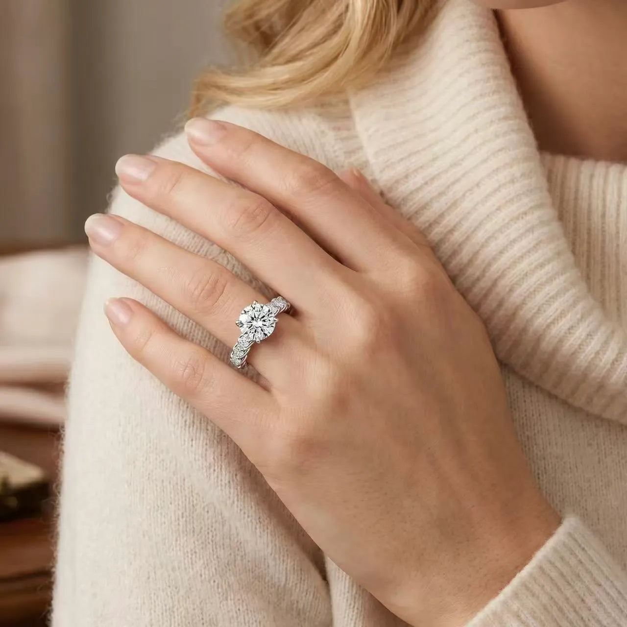 3 Carat Round Twisted Band Ring