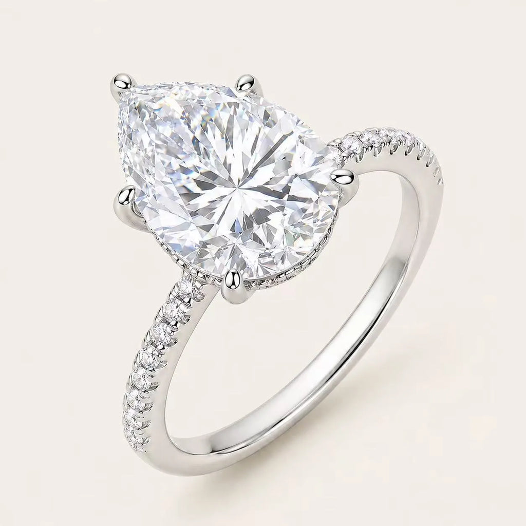 4 Carat Pear Cut Pavé Ring