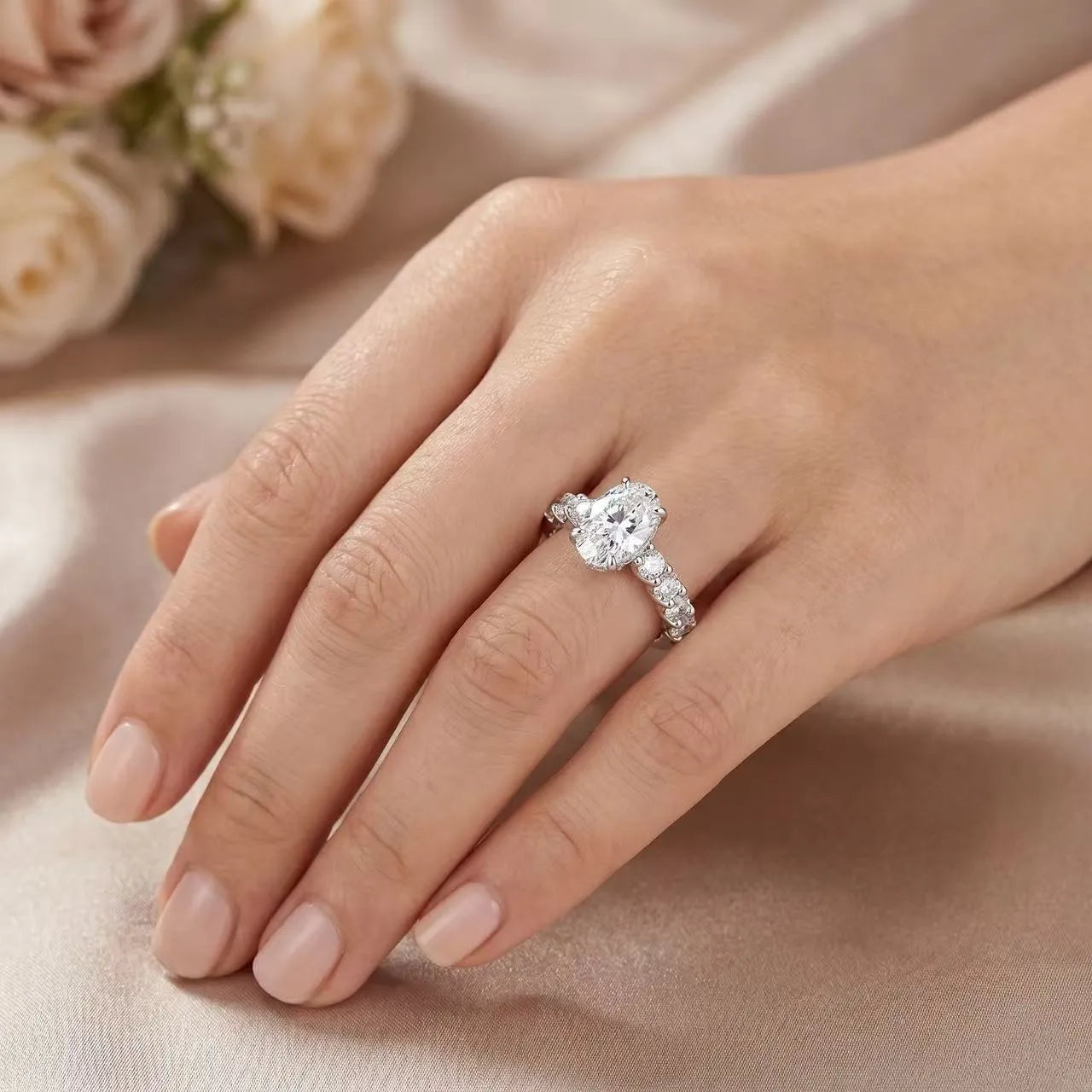 3 Carat Oval Twisted Band Ring Secondary image