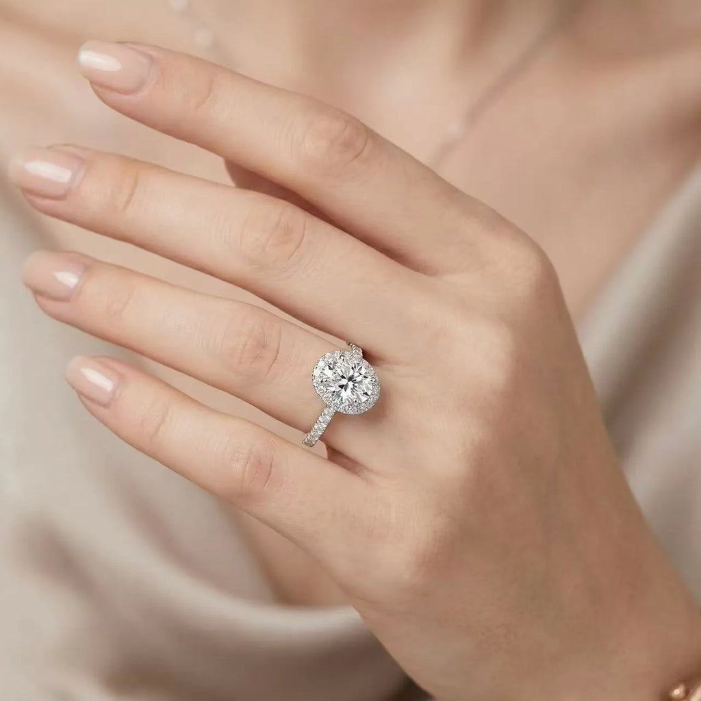 2 Carat Oval Cut Halo Ring
